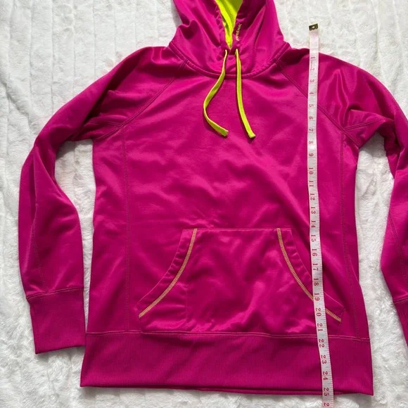 Reebok Women's Pink Neon Trim Hoodie Athletic Sweatshirt Size M - Picture 6 of 6